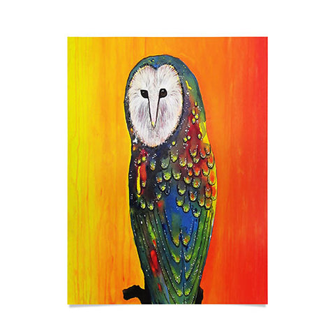Clara Nilles Glowing Owl On Sunset Poster
