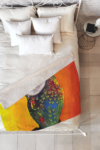 Clara Nilles Glowing Owl On Sunset Fleece Throw Blanket