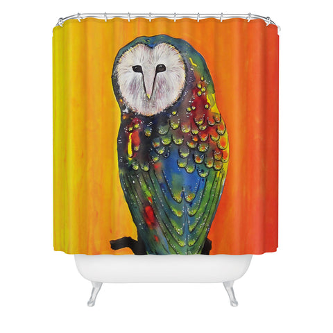 Clara Nilles Glowing Owl On Sunset Shower Curtain