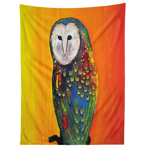 Clara Nilles Glowing Owl On Sunset Tapestry