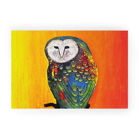 Clara Nilles Glowing Owl On Sunset Welcome Mat