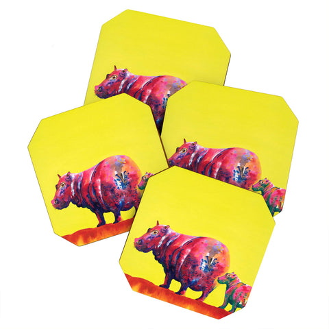 Clara Nilles Habanero Hippopotamus On Lemon Meringue Coaster Set
