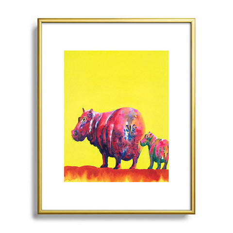 Clara Nilles Habanero Hippopotamus On Lemon Meringue Metal Framed Art Print