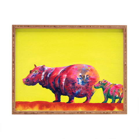 Clara Nilles Habanero Hippopotamus On Lemon Meringue Rectangular Tray