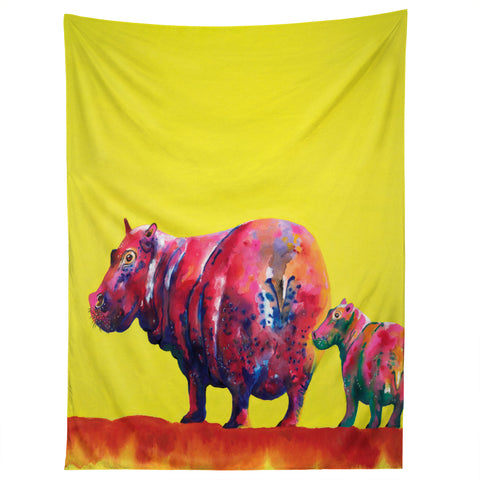 Clara Nilles Habanero Hippopotamus On Lemon Meringue Tapestry