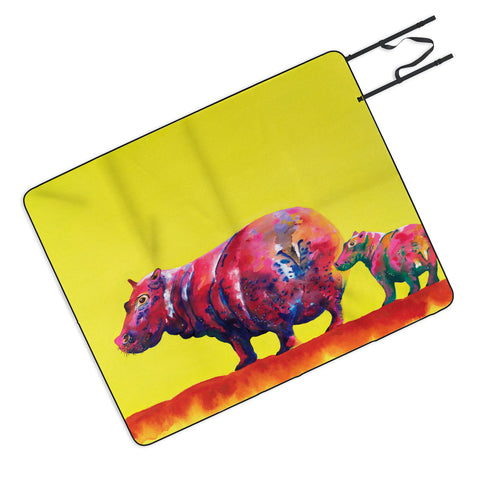 Clara Nilles Habanero Hippopotamus On Lemon Meringue Picnic Blanket