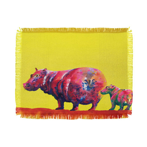 Clara Nilles Habanero Hippopotamus On Lemon Meringue Throw Blanket