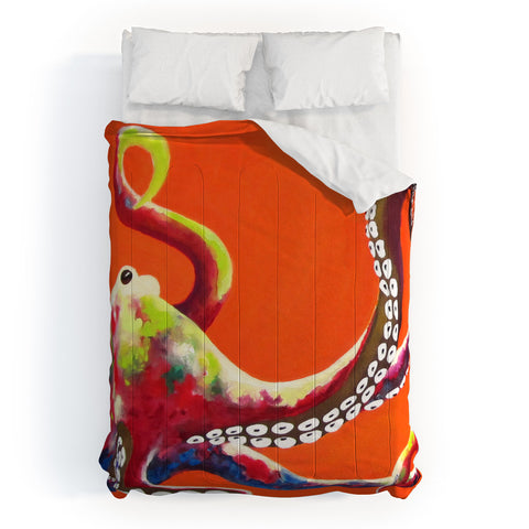 Clara Nilles Jeweled Octopus On Tangerine Comforter