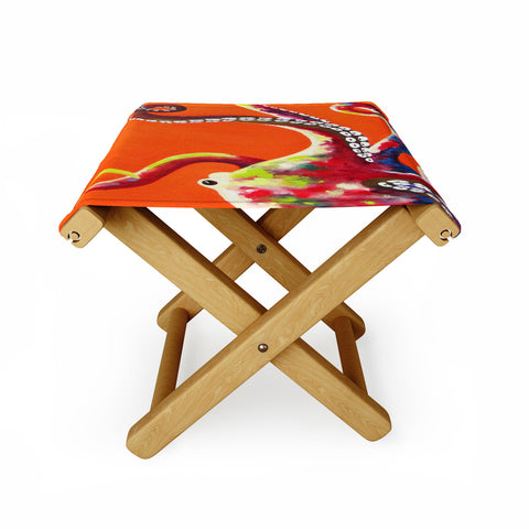 Clara Nilles Jeweled Octopus On Tangerine Folding Stool
