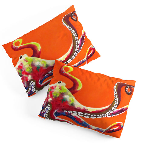 Clara Nilles Jeweled Octopus On Tangerine Pillow Shams