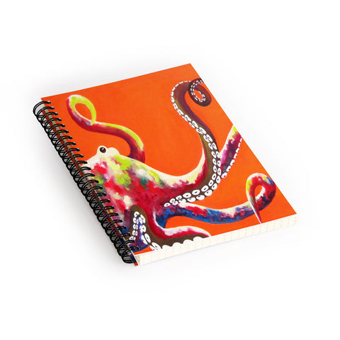 Clara Nilles Jeweled Octopus On Tangerine Spiral Notebook