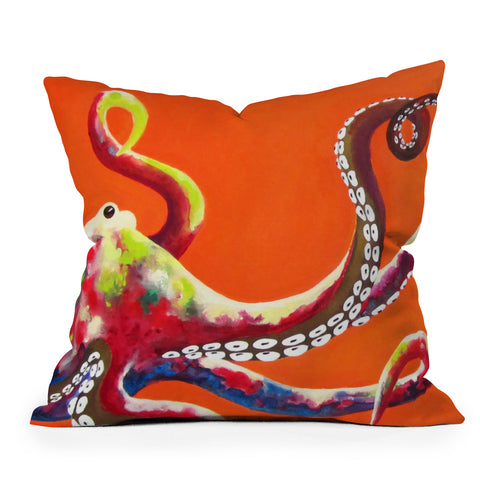 Clara Nilles Jeweled Octopus On Tangerine Throw Pillow