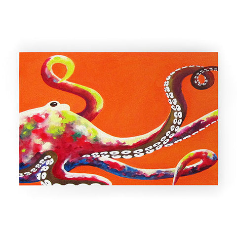 Clara Nilles Jeweled Octopus On Tangerine Welcome Mat