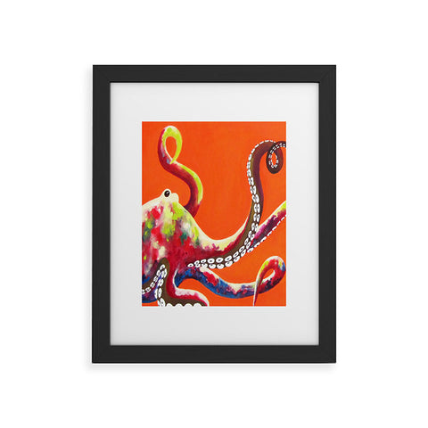 Clara Nilles Jeweled Octopus On Tangerine Framed Art Print