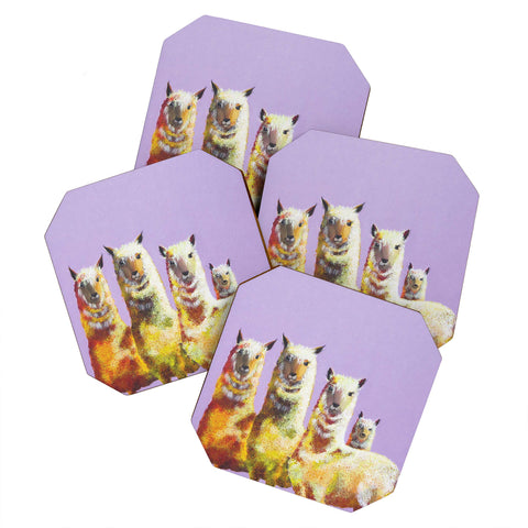 Clara Nilles Lemon Llamas On Lavender Coaster Set