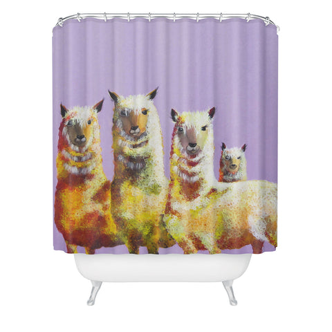 Clara Nilles Lemon Llamas On Lavender Shower Curtain