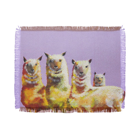 Clara Nilles Lemon Llamas On Lavender Throw Blanket