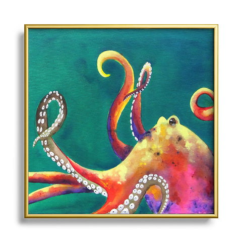Clara Nilles Mardi Gras Octopus Metal Square Framed Art Print