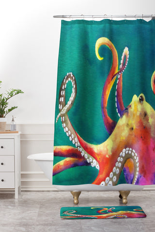 Clara Nilles Mardi Gras Octopus Shower Curtain And Mat