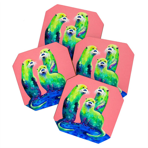 Clara Nilles Margarita Otters On Fresh Melon Coaster Set