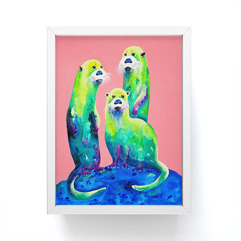 Clara Nilles Margarita Otters On Fresh Melon Framed Mini Art Print