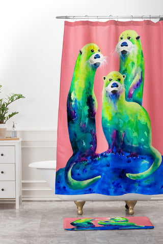 Clara Nilles Margarita Otters On Fresh Melon Shower Curtain And Mat