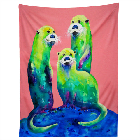 Clara Nilles Margarita Otters On Fresh Melon Tapestry