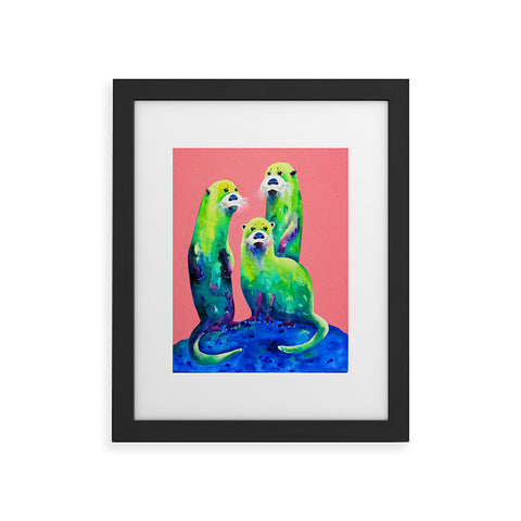 Clara Nilles Margarita Otters On Fresh Melon Framed Art Print