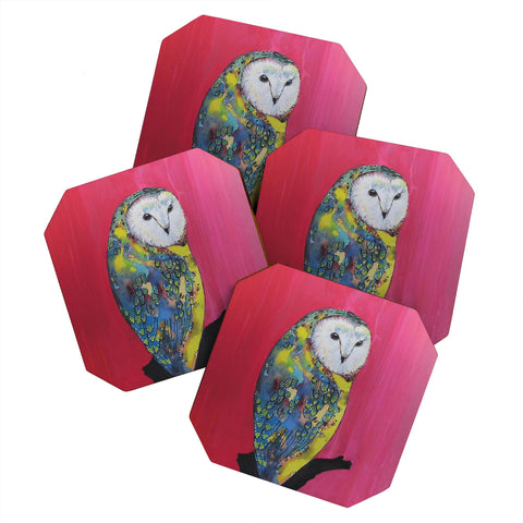 Clara Nilles Owl On Lipstick Coaster Set