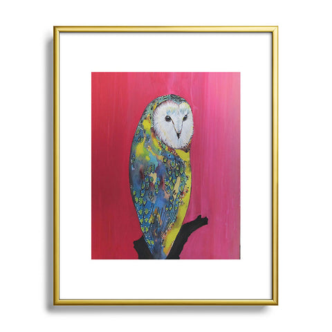 Clara Nilles Owl On Lipstick Metal Framed Art Print