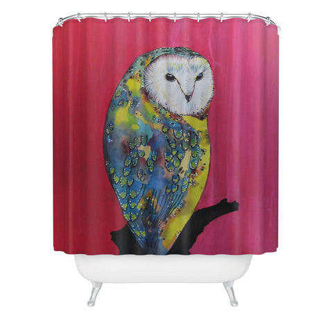 Clara Nilles Owl On Lipstick Shower Curtain