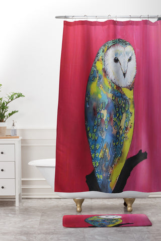 Clara Nilles Owl On Lipstick Shower Curtain And Mat