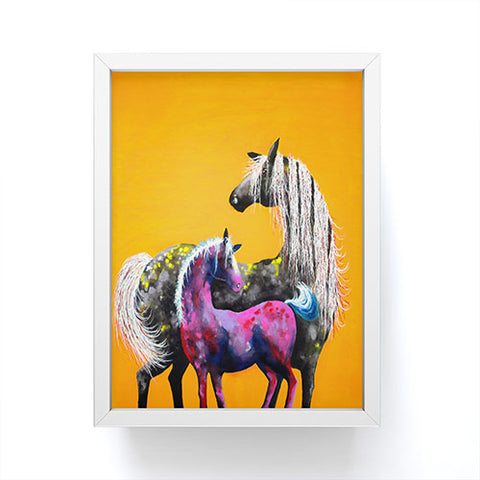 Clara Nilles Painted Ponies On Papaya Creme Framed Mini Art Print