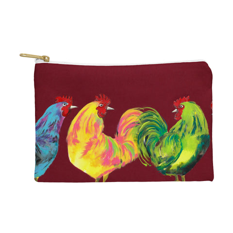 Clara Nilles Rainbow Roosters On Sangria Pouch