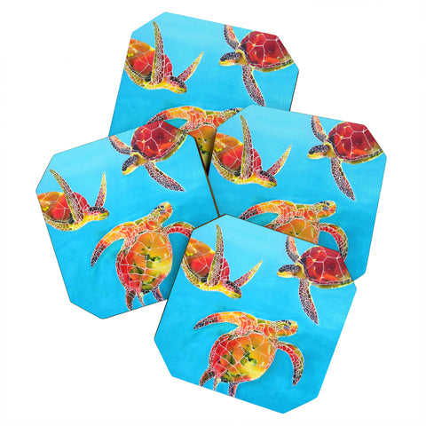 Clara Nilles Tie Dye Sea Turtles Coaster Set