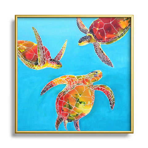 Clara Nilles Tie Dye Sea Turtles Metal Square Framed Art Print