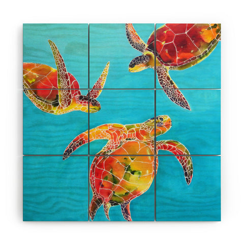 Clara Nilles Tie Dye Sea Turtles Wood Wall Mural