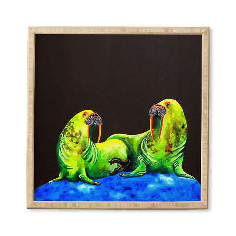 Clara Nilles Wasabi Walruses On Walnut Framed Wall Art