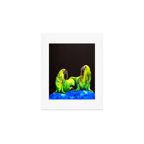 Clara Nilles Wasabi Walruses On Walnut Art Print