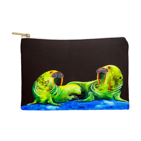 Clara Nilles Wasabi Walruses On Walnut Pouch