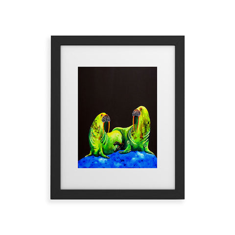 Clara Nilles Wasabi Walruses On Walnut Framed Art Print