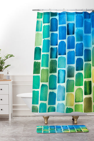 CMYKaren Squaresville Shower Curtain And Mat