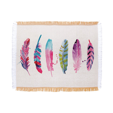 CMYKaren Watercolor Feathers Throw Blanket