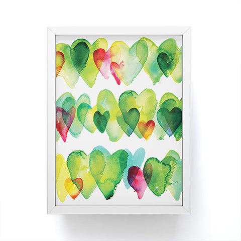 CMYKaren Watercolor Hearts Framed Mini Art Print