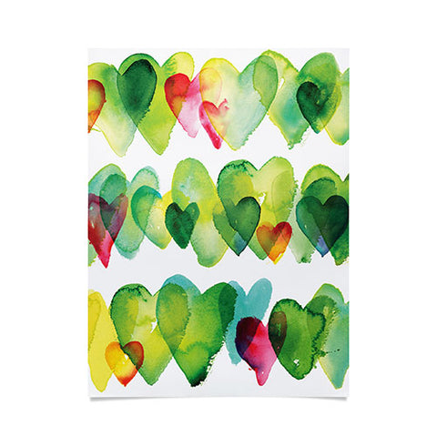 CMYKaren Watercolor Hearts Poster