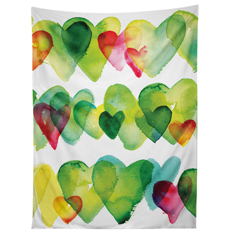 CMYKaren Watercolor Hearts Tapestry