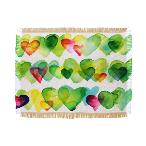 CMYKaren Watercolor Hearts Throw Blanket