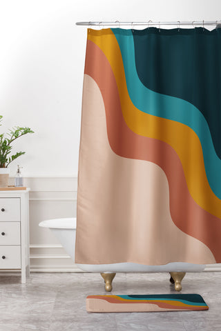 CoastL Studio Abstract Retro Shower Curtain And Mat