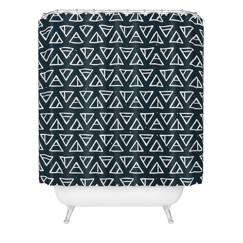 CoastL Studio Alchemical Triangles Navy Shower Curtain