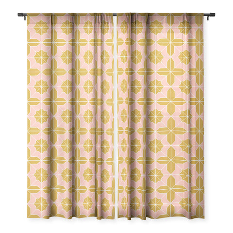 CoastL Studio Alys Pink Golden Rod Sheer Window Curtain